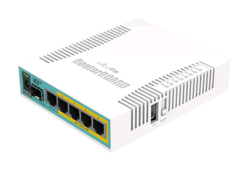 MIKROTIK RB960PGS ROUTER HEX POE CON CPU 800MHZ 128MB RAM 5xGIGABIT LAN QUATTRO CON POE OUT USB ROUTER OS L4 BIANCO